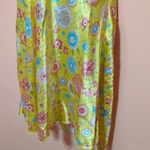 4U Design USA Halter Sun Dress Babydoll Fairy Coquette Satin Floral Belted XL - Picture 5 of 8